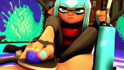 3d animated cum cyan_eyes cyan_hair ear_wiggle elasado55055 footjob glasses inkling inkling_girl nail_polish no_sound splatoon tagme toenail_polish video