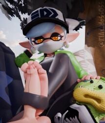 3d agent_2_(splatoon) elasado55055 feet female female_focus foot_fetish footjob hat inkling inkling_girl marie_(splatoon) marie_(wo262) mask outdoors pov splatoon white_hair yellow_eyes