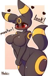 1girls anthro blush bottom_heavy breasts eeveelution nabi_draws pokemon pokemon_(species) thick_thighs umbreon