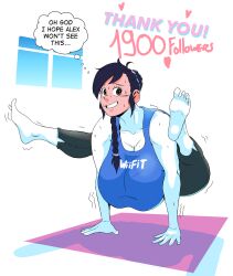 1girls 2021 balancing big_breasts breasts cosplay female follower_celebration harorlood marina_(harorlood) milestone_celebration tank_top white_body wii_fit wii_fit_trainer_(cosplay) yoga