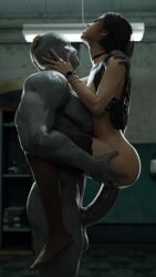 3d ada_wong holding holding_head huge_cock maledom mr_x muscular_male resident_evil sensoe size_difference tagme