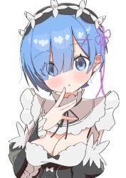 blue_hair breasts cute looking_at_viewer not_porn re:zero_kara_hajimeru_isekai_seikatsu rem_(re:zero) uruti_2388