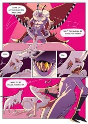 angel_dust_(hazbin_hotel) anthro anthro_bug comic comic_page cuntboy drooling dubious_consent four_arms gay hazbin_hotel huge_cock intersex male male/male male_only marinehusbands rape valentino_(hazbin_hotel)