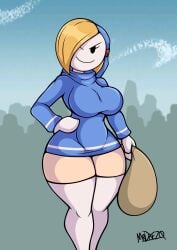 1girls bag bandit_(mario) big_breasts big_thighs blonde_hair breasts female female_only mario_(series) mrdrezq nintendo shy_gal solo tagme thick thick_thighs thighs