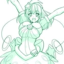 1girls big_boobs big_breasts big_tits boobs breasts cure_milky female green_hair hagoromo_lala happy magaki_ryouta magical_girl only_female precure pretty_cure sketch star_twinkle_precure tits white_background