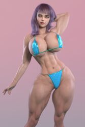 3d abs bikini hyper_breasts muscular_female nipple_slip notoriouscrs thick_thighs