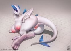 anthro anus ass breasts closed_mouth feet female female_pokemon furry generation_2_pokemon legendary_pokemon lugia nintendo nipples pokemon pokemon_(species) pussy smile sugarlesspaints tail white_skin