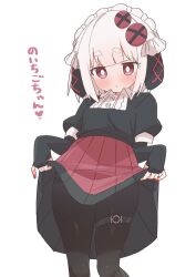 character_request dress_lift red_eyes skindentation small_breasts thick_thighs thigh_strap thighs uruti_2388 white_hair