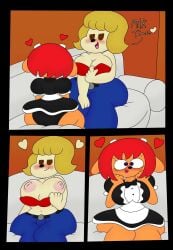 3barts big_breasts blush comic halloween lammy_lamb lesbian maid mama_parappa parappa_the_rapper playstation sony sony_corporation sony_interactive_entertainment um_jammer_lammy yuri