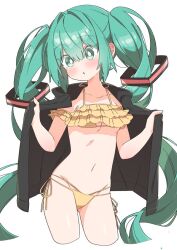 belly belly_button bikini hatsune_miku jacket navel thighs uruti_2388