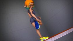 1girls 3d blank_background crocs elasado55055 female inkling inkling_girl orange_eyes orange_hair sfm source_filmmaker splatoon sports_bra sportswear tan_body tanned