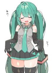 drenched hatsune_miku thick_thighs thighs uruti_2388 vocaloid wet wet_clothes wet_clothing