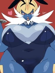 big_breasts breasts bunnysuit chubby cleavage female furry huge_breasts pokemon pokemon_(species) samuches samurott thick_thighs wide_hips