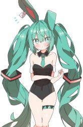 bunny_ears bunny_girl bunnysuit hatsune_miku legs_together looking_at_viewer thick_thighs thigh_strap thighs thighs_together uruti_2388 vocaloid