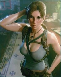 3d big_breasts breasts busty female female_focus female_only hourglass_figure lara_croft mrcourage616 pinup pinup_pose tagme tomb_raider wide_hips