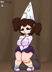 1girls aged_up bethany_(the_binding_of_isaac) button_down_shirt clothed dunce_cap lpixel skirt tagme the_binding_of_isaac