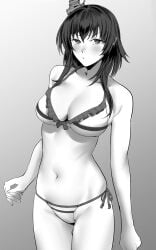 1girls bare_arms bare_belly bare_chest bare_hands bare_hips bare_legs bare_midriff bare_navel bare_shoulders bare_skin bare_thighs bare_torso belly belly_button bikini bikini_bottom bikini_only bikini_top black_and_white black_hair black_hair_female blush blush blush_lines blushing_at_viewer blushing_female breasts busty character_request cleavage collarbone dot_nose embarrassed embarrassed_female embarrassed_nude_female exposed exposed_arms exposed_belly exposed_legs exposed_midriff exposed_shoulders exposed_thighs exposed_torso female female_focus female_only fingernails fingers frilled_bikini frilled_bikini_top frown frown_eyebrows frowning frowning_at_viewer gradient_background grey_background groin hair_between_eyes hair_ornament half_naked half_nude high_resolution highres kantai_collection large_breasts legs legs_together light-skinned_female light_skin long_hair looking_at_viewer monochrome naked naked_female naked_woman navel nude nude_female pouting pouting_lips pussy shingyo shingyou_(alexander-13) shoulders side-tie_bikini sidelocks simple_background slender_body slender_waist slim_girl slim_waist solo standing string_bikini swimsuit swimwear thick_thighs thighs thin_waist upper_body v-line white_background