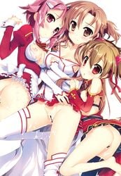 censored fujima_takuya lisbeth nipples pussy shinozaki_rika sword_art_online tagme yuuki_asuna