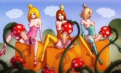 3girls ?_block ahegao areolae blonde_hair breast breasts brown_hair collar crown devil_hs erect_nipples erection fellatio futa_only futanari hair huge_cock human intersex long_hair mario_(series) nintendo nipples oral oral_sex outdoors penis piranha_plant plant princess princess_daisy princess_peach princess_rosalina pussy royalty sex sitting super_mario_bros. thighhighs