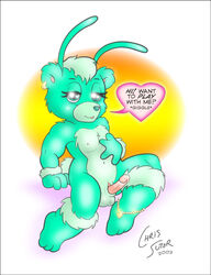 1boy 2003 anthro balls ballsack bear body_fur chris_sutor cobalt erection foozle green_fur hybrid_penis male male_nipples male_only nude_male penis scrotum sheathed_humanoid_penis smooth_penis testicles toony