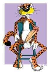 anthro anti_dev belly big_feet big_penis cheetah chester_cheetah erection eyewear feet feline fur furry gay hairy_balls male male_only mascot penis pose solo sunglasses