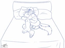 1boy anthro ass balls bed canine fur furry jesse knot male male_only penis pillow sleeping solo wolfblade