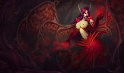 blackthorn_morgana breasts league_of_legends medieval_series morgana photoshop purple_hair tagme topless