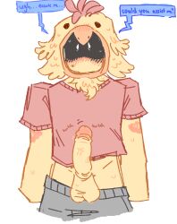1boy ambiguous_gender asking_for_help balls blank_background blush butch4all chat_bubble faceless helper_bot needy nervous_sweat noob_(roblox) null null_(regretevator) penis penis_out regretevator roblox roblox_game robloxian self_upload solo_male sweating tagme text_box throbbing_penis twitching