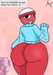 big_ass blue_clothes dandy's_world gachapon gigi_(dandy's_world) long_sleeves red_body