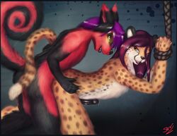 abstract_background aki anal anthro bondage bound canine cheetah cum feline fur furry furry_only gay girly husky loki_(reizo) male sarki spots wolf