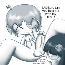 1_eye 2boys begging_for_sex big_head big_penis black_and_white black_hair blush blushing_at_another blushing_profusely bob_cut dialogue eas-kun_(character) eas_community emergency_alert_system-kun english_text erect erect_penis erection gray_eyes imminent_kiss imminent_sex j-alert-kun jelato-kun legs_up light-skinned_male male male/male male_only naked naked_male nec-12 no_color penis self_upload siren skinny skull_hair_ornament text toony watermark x_eye