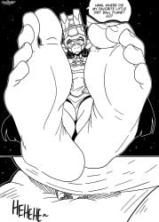 2d barefoot black_and_white cosmic_being earth feet female female_on_planet foot_fetish galacta galacta_(marvel_rivals) giantess guireyart marvel marvel_rivals planetary_destruction soles