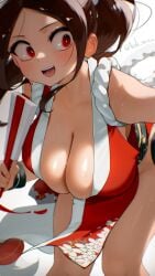 1girls cleavage cute fatal_fury female female_focus female_only hi_res high_resolution highres hizake human human_only kashu_(hizake) king_of_fighters light-skinned_female light_skin loincloth mai_shiranui simple_background snk solo solo_female tagme white_background