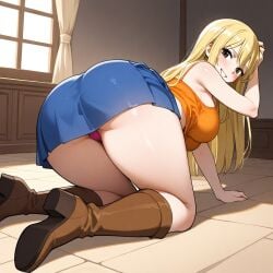 ai_generated blonde_hair clothed fairy_tail lucy_heartfilia visible_underwear white_skin