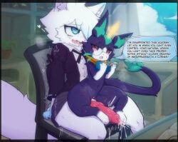 1boy battle_principal_yuumi domestic_cat female furry league_of_legends riot_games yuumi_(lol)