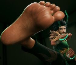 barefoot dragon_girl feet female foot_fetish kicking mantis_(marvel) mantis_(marvel_rivals) marvel marvel_rivals mrgtsfloop soles