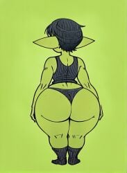 1girls 2d 2d_(artwork) abstract_background ai_generated arms_at_sides ass ass_bigger_than_head ass_bigger_than_torso ass_focus back big_ass big_butt big_ears black_clothing black_hair black_panties black_socks black_thong bottom_heavy bottom_heavy_female chubby chubby_female curvaceous curvaceous_female curvaceous_figure curvy curvy_ass curvy_body curvy_female ear facing_away fat_ass female female female_focus female_only from_behind full_body girl goblin goblin_female green_background green_body green_skin hips hips_wider_than_shoulders legs magnumdawn mole_(marking) mole_on_ass non-human oc original_character panties pear-shaped_figure pear_shaped pear_shaped_female pinstripe_pattern plain_background plump pointed_ears pointy_ears pony_diffusion_xl rear_view short_hair short_hair_female short_stack shortstack skimpy skimpy_clothes solo solo_female solo_focus standing tank_top thick_thighs thighs thong unaware voluptuous voluptuous_female wide_hips