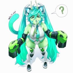 alien_girl fanart fanart_from_twitter girl green_hair grey_body hatsune_miku miku_alien solo solo_female