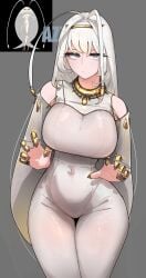 1girls 2d 2d_(artwork) antenna_hair azz0422 bodysuit breasts claw_pose cowboy_shot expressionless eyelashes fake_claws game_freak gold_claws hair_ornament hands_up humanized humanized_pokemon looking_at_viewer mole mole_under_eye navel nintendo pheromosa pokemon purple_eyes tight_clothing very_long_hair white_hair