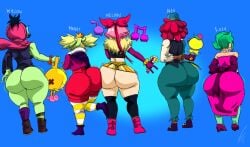 ass_chart bendraws big_ass big_butt black_hair bow bow_tie bowtie brawl_stars clothed clothed_female dark-skinned_female dark_red_hair dark_skin dress female full_body fully_clothed green_hair green_skin huge_ass huge_butt juju_(brawl_stars) lola_(brawl_stars) mandy_(brawl_stars) massive_ass melodie_(brawl_stars) monster monster_girl multicolored_hair notes pink_dress pink_hair red_hair short_skirt shortstack singer star supercell tight_clothing tight_fit tight_pants voodoo voodoo_doll willow_(brawl_stars)