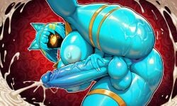 1futa ai_generated anthro ass big_ass big_balls big_breasts big_penis blue_body blue_fur blue_hair breasts cum cumshot furry futa_only futanari highres huge_ass huge_balls huge_breasts huge_cock looking_at_viewer nyanlathotep nyanlathotep_(sucker_for_love) penis spread_legs sucker_for_love thick_thighs wide_hips