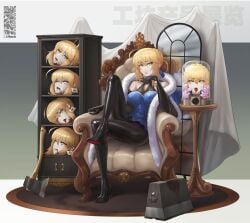 artoria_pendragon artoria_pendragon_(fate) axe beheaded blonde_hair cross decapitation dollification fate/grand_order fate/stay_night fate_(series) gore green_eyes guro headless life_support multiple_deaths saber snuff still_alive taxidermy xingzhe