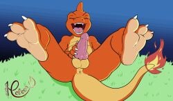 2d_animation 3_toes animated anus ass balls charmeleon closed_eyes curling_toes erection feet feral fire flaming_tail frame_by_frame generation_1_pokemon genitals grass hi_res knot lying male masturbation meleon meleon_(character) nintendo on_back open_mouth orange_body paws penile penile_masturbation penis perineum plant pokemon pokemon_(species) scalie soles solo spread_legs spreading tail teeth toes tongue