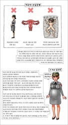 2girls after_sex blush clothing color cum cum_in_pussy cum_inside female_soldier gogocherry highres korean_text nipples pregnant pubic_hair pussy text translation_request uncensored uniform uterus