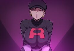 1girls ai_generated big_breasts female game_freak human large_breasts mullon nintendo novelai pokemon pokemon_rgby solo solo_female solo_focus team_rocket top_heavy villain villainess voluptuous