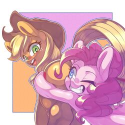 applejack_(mlp) canonical_scene friendship_is_magic furry grabbing_ass hugging_ass kaikoinu my_little_pony pink_fur pinkie_pie_(mlp) pony