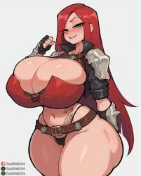 1female 1girls ai_generated big_breasts female katarina_du_couteau league_of_legends rocksolidart solo solo_female