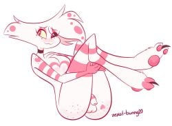 :3 angel_dust_(hazbin_hotel) arachnid ass_freckles blush claws cute freckles freckles_on_ass hazbin_hotel holding_legs male male_only nude nude_male paws penis pink_stripes presenting_penis small_penis spider uncircumcised zexal-bunny20