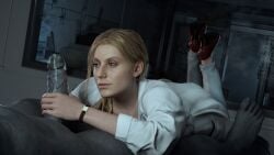 1boy 1girls 3d annette_birkin barefoot bluelight capcom completely_nude completely_nude_female dress erection female full_body grey_skin handjob heels huge_cock male mr_x naked naked_female nude nude_female penis penis_awe resident_evil resident_evil_2 resident_evil_2_remake tyrant