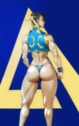 back_view big_ass bodysuit chun-li enigmadark female looking_back muscle panties solo street_fighter street_fighter_alpha thighs thong